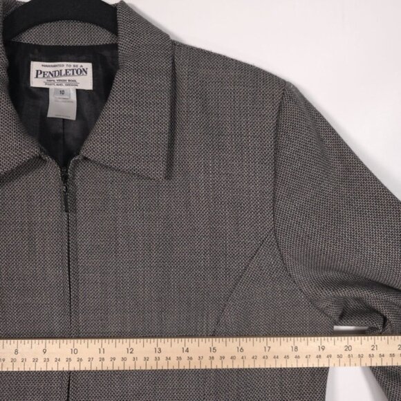 PENDLENTON 100% VIRGIN WOOL Women’s Full Zip Blazer Jacket Collared Size 10 - Picture 6 of 12